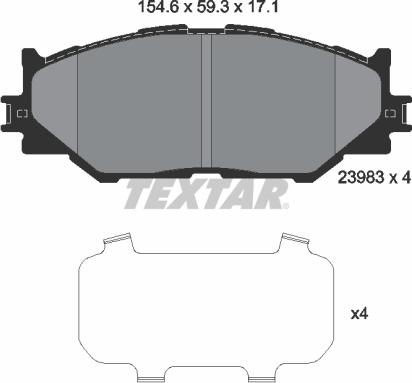 Textar 2398301 - Гальмівні колодки, дискові гальма autozip.com.ua