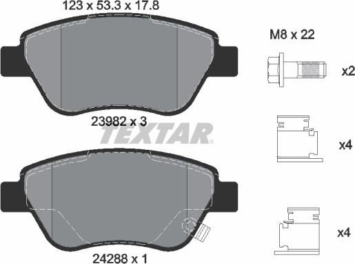 Textar 2398202 - Гальмівні колодки, дискові гальма autozip.com.ua