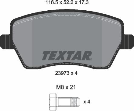 Textar 2397301-1192-00 - Комплект гальм, дисковий гальмівний механізм autozip.com.ua