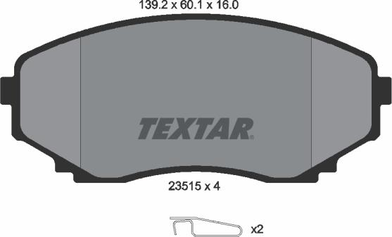 Textar 2351501-0792-00 - Комплект гальм, дисковий гальмівний механізм autozip.com.ua