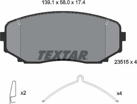 Textar 2351503 - Гальмівні колодки, дискові гальма autozip.com.ua