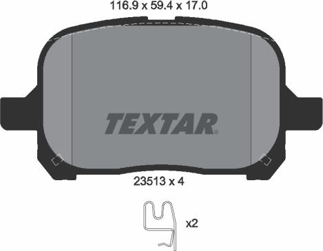 Textar 2351302 - Гальмівні колодки, дискові гальма autozip.com.ua