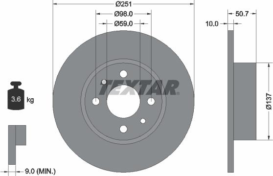 Textar 89016400 - Комплект гальм, дисковий гальмівний механізм autozip.com.ua