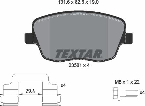 Textar 2358101 - Гальмівні колодки, дискові гальма autozip.com.ua