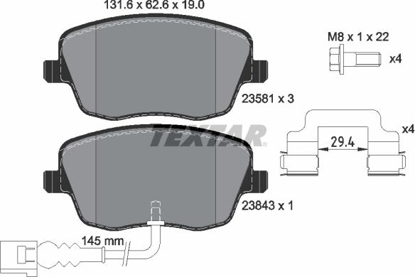 Textar 89015900 - Комплект гальм, дисковий гальмівний механізм autozip.com.ua