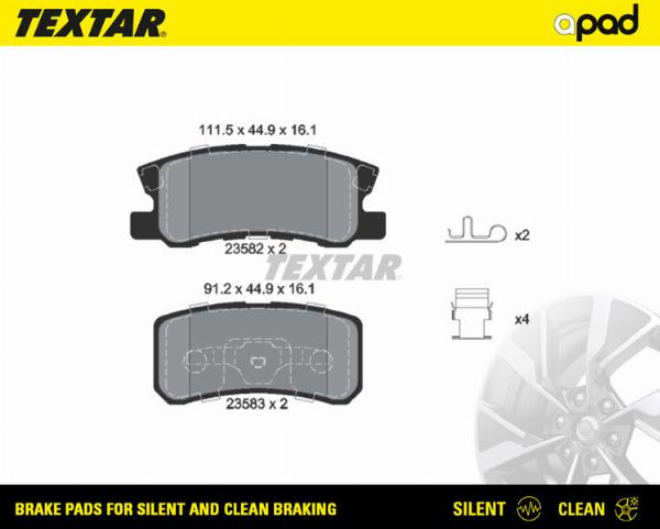 Textar 2358202SC - Гальмівні колодки, дискові гальма autozip.com.ua