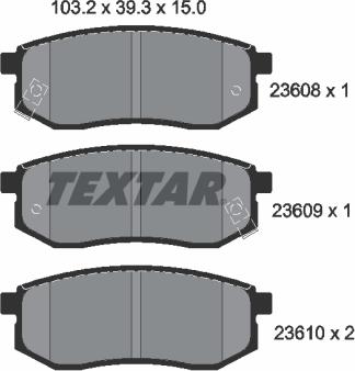 Textar 2360801 - Гальмівні колодки, дискові гальма autozip.com.ua