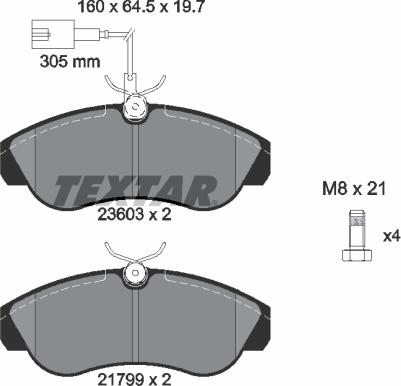 Textar 2360301 - Гальмівні колодки, дискові гальма autozip.com.ua