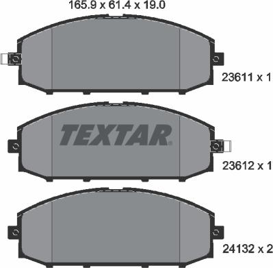 Textar 2361101 - Гальмівні колодки, дискові гальма autozip.com.ua