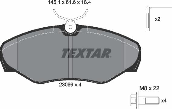 Textar 2309902 - Гальмівні колодки, дискові гальма autozip.com.ua