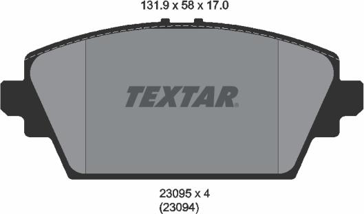 Textar 2309501 - Гальмівні колодки, дискові гальма autozip.com.ua