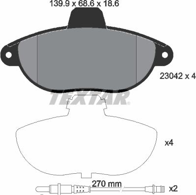 Textar 2304201 - Гальмівні колодки, дискові гальма autozip.com.ua