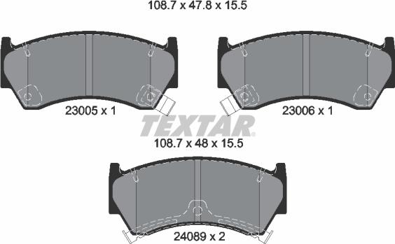 Textar 2300501 - Гальмівні колодки, дискові гальма autozip.com.ua