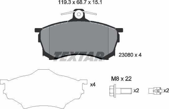 Textar 2308001 - Гальмівні колодки, дискові гальма autozip.com.ua