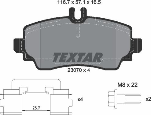 Textar 2307004 - Гальмівні колодки, дискові гальма autozip.com.ua