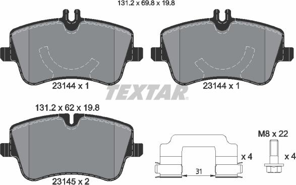 Textar 2314481 - Гальмівні колодки, дискові гальма autozip.com.ua