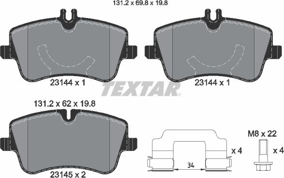 Textar 2314482 - Гальмівні колодки, дискові гальма autozip.com.ua