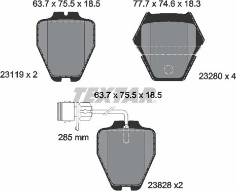 Textar 2311901 - Гальмівні колодки, дискові гальма autozip.com.ua