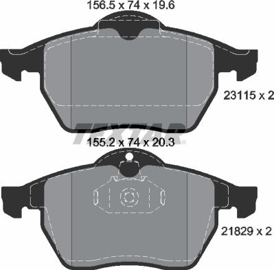 Textar 2311502 - Гальмівні колодки, дискові гальма autozip.com.ua