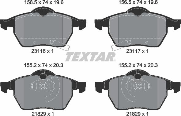 Textar 2311602 - Гальмівні колодки, дискові гальма autozip.com.ua