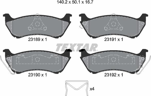 Textar 2318902 - Гальмівні колодки, дискові гальма autozip.com.ua