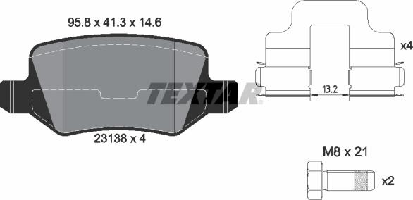 Textar 2313805 - Гальмівні колодки, дискові гальма autozip.com.ua