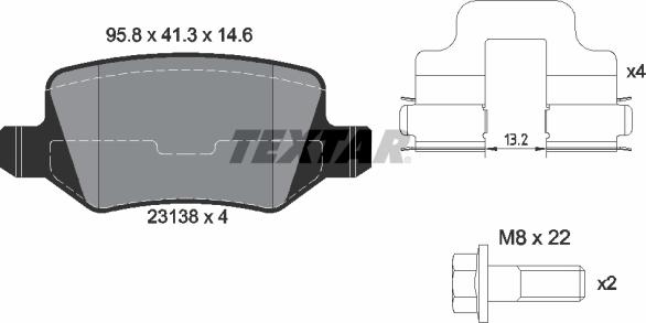 Textar 2313803 - Гальмівні колодки, дискові гальма autozip.com.ua