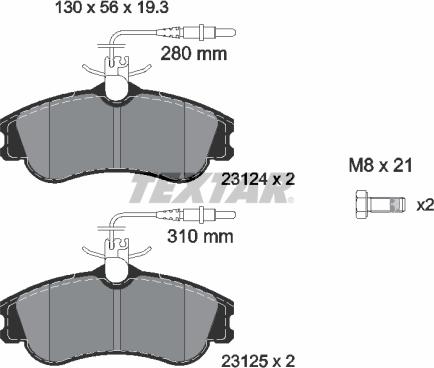 Textar 89005100 - Комплект гальм, дисковий гальмівний механізм autozip.com.ua