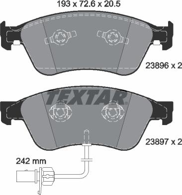 Textar 2389601-1222-00 - Комплект гальм, дисковий гальмівний механізм autozip.com.ua