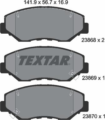 Textar 2386801 - Гальмівні колодки, дискові гальма autozip.com.ua