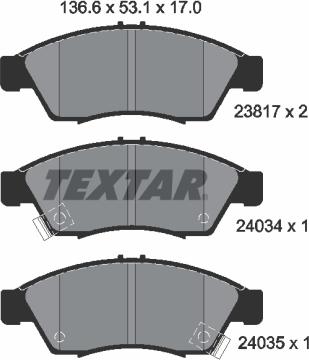 Textar 2381701 - Гальмівні колодки, дискові гальма autozip.com.ua