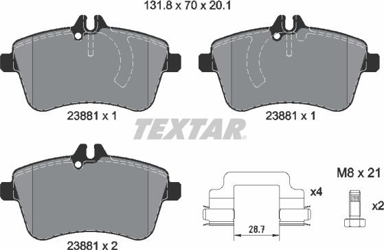 Textar 2388101 - Гальмівні колодки, дискові гальма autozip.com.ua