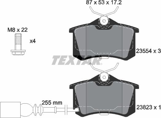 Textar 2382301 - Гальмівні колодки, дискові гальма autozip.com.ua