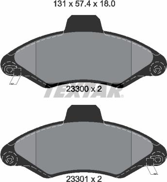 Textar 2330002 - Гальмівні колодки, дискові гальма autozip.com.ua
