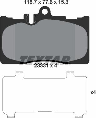 Textar 2333102 - Гальмівні колодки, дискові гальма autozip.com.ua