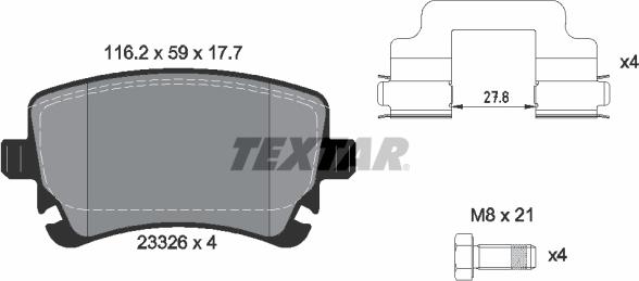 Textar 2332601-1326-00 - Комплект гальм, дисковий гальмівний механізм autozip.com.ua
