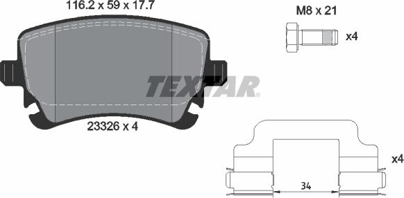 Textar 2332607 - Гальмівні колодки, дискові гальма autozip.com.ua