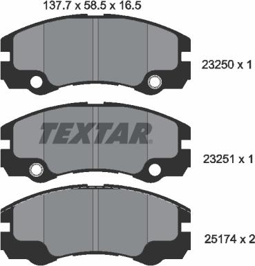 Textar 2325001 - Гальмівні колодки, дискові гальма autozip.com.ua