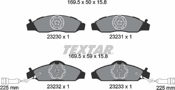 Textar 2323001 - Гальмівні колодки, дискові гальма autozip.com.ua