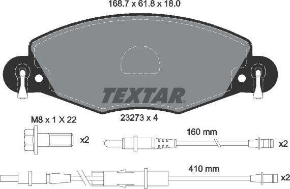 Textar 89014400 - Комплект гальм, дисковий гальмівний механізм autozip.com.ua