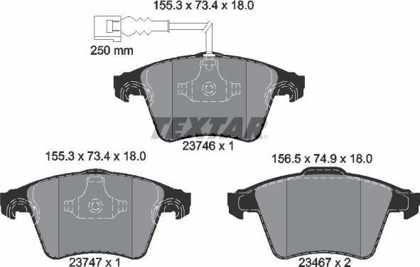 Textar 2374601 - Гальмівні колодки, дискові гальма autozip.com.ua