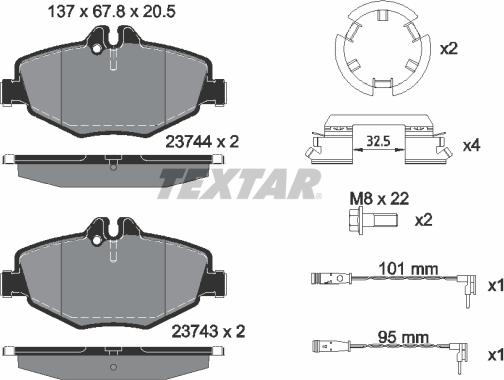 Textar 2374381 - Гальмівні колодки, дискові гальма autozip.com.ua