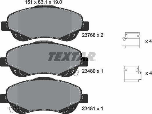 Textar 2376802-1356-00 - Комплект гальм, дисковий гальмівний механізм autozip.com.ua