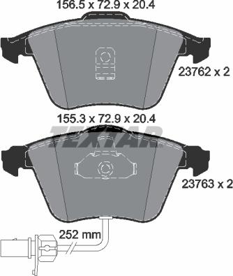 Textar 2376201 - Гальмівні колодки, дискові гальма autozip.com.ua