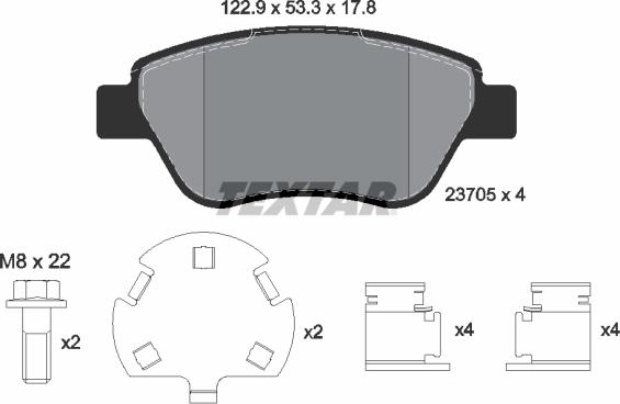 Textar 2370507 - Гальмівні колодки, дискові гальма autozip.com.ua