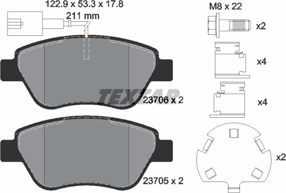 Textar 2370601 - Гальмівні колодки, дискові гальма autozip.com.ua