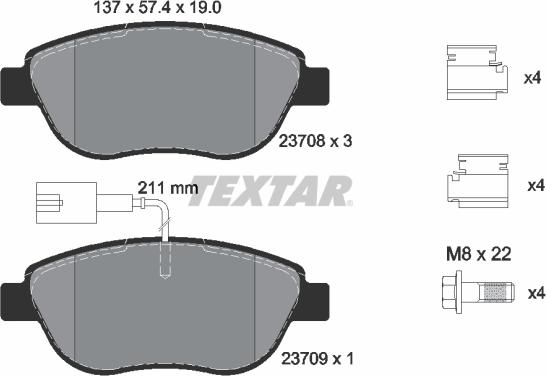 Textar 89016300 - Комплект гальм, дисковий гальмівний механізм autozip.com.ua