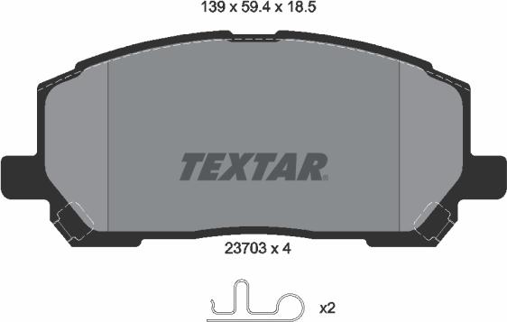 Textar 2370301 - Гальмівні колодки, дискові гальма autozip.com.ua