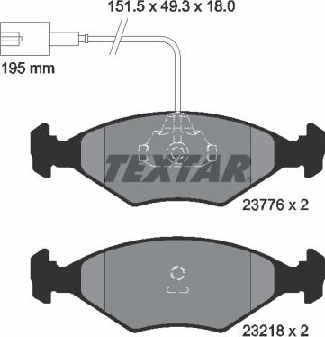 Textar 2377601 - Гальмівні колодки, дискові гальма autozip.com.ua