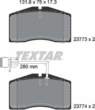 Textar 2377301 - Гальмівні колодки, дискові гальма autozip.com.ua